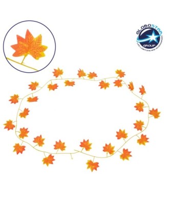 GloboStar® 78117 Τεχνητό Κρεμαστό Φυτό Διακοσμητική Γιρλάντα Λουλουδιών με 30 Πορτοκαλί Φύλλα Σφενδάμης M20 x Π20 x Υ220cm